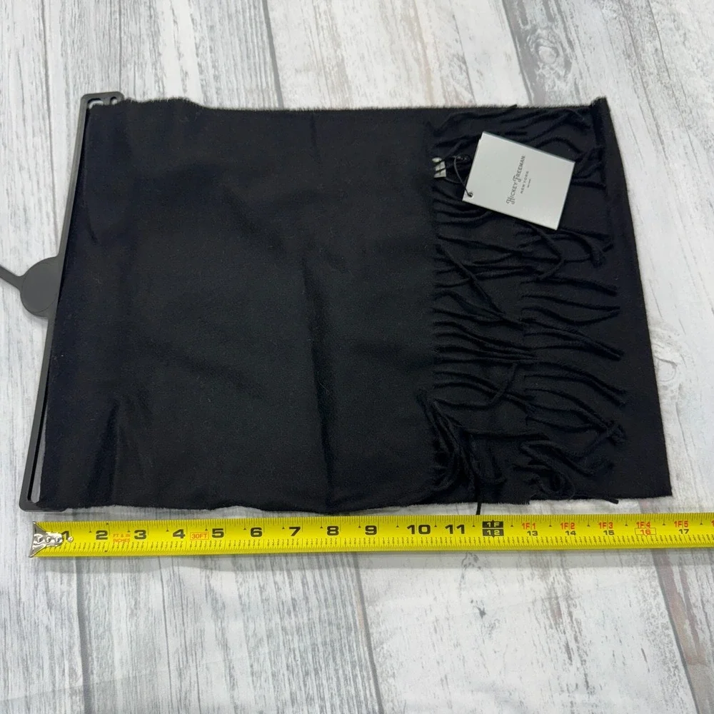 NWT Hickey Freeman New York 100%‎ Cashmere Scarf Black Fringe Warm Winter $179